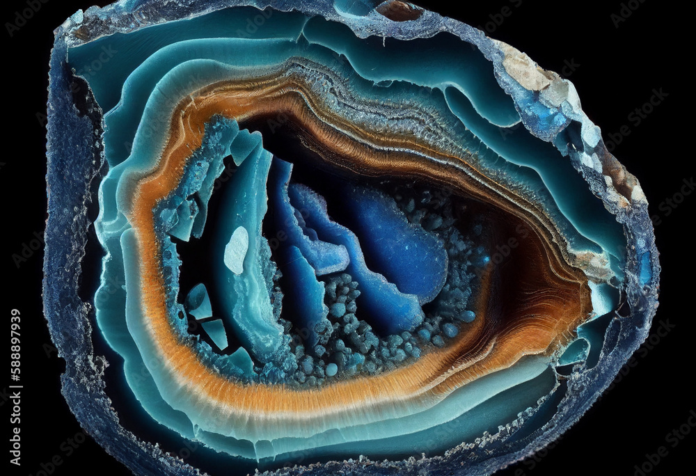 cross section of a blue geode