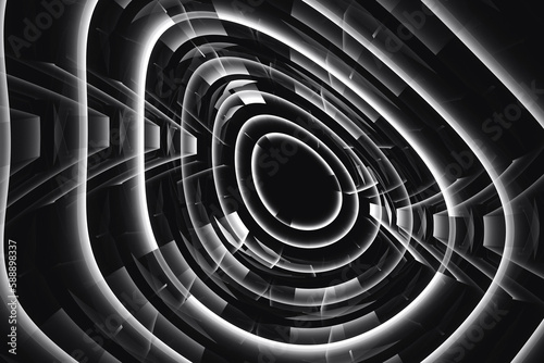 Wallpaper Mural White pattern of curved round shapes on a black background. Abstract fractal 3D rendering Torontodigital.ca