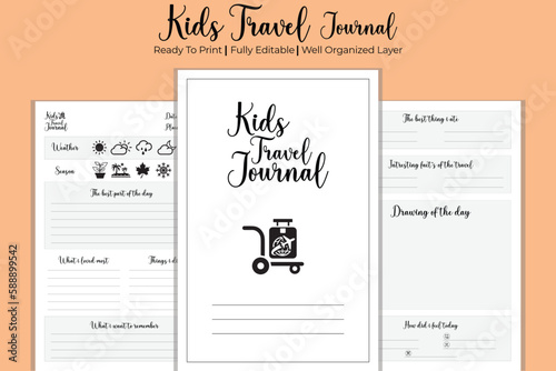 Vector kids travel journal kdp interior