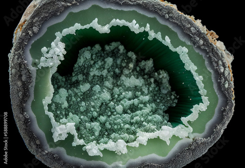 Obraz na płótnie beautiful multi tonal green geode cross section
