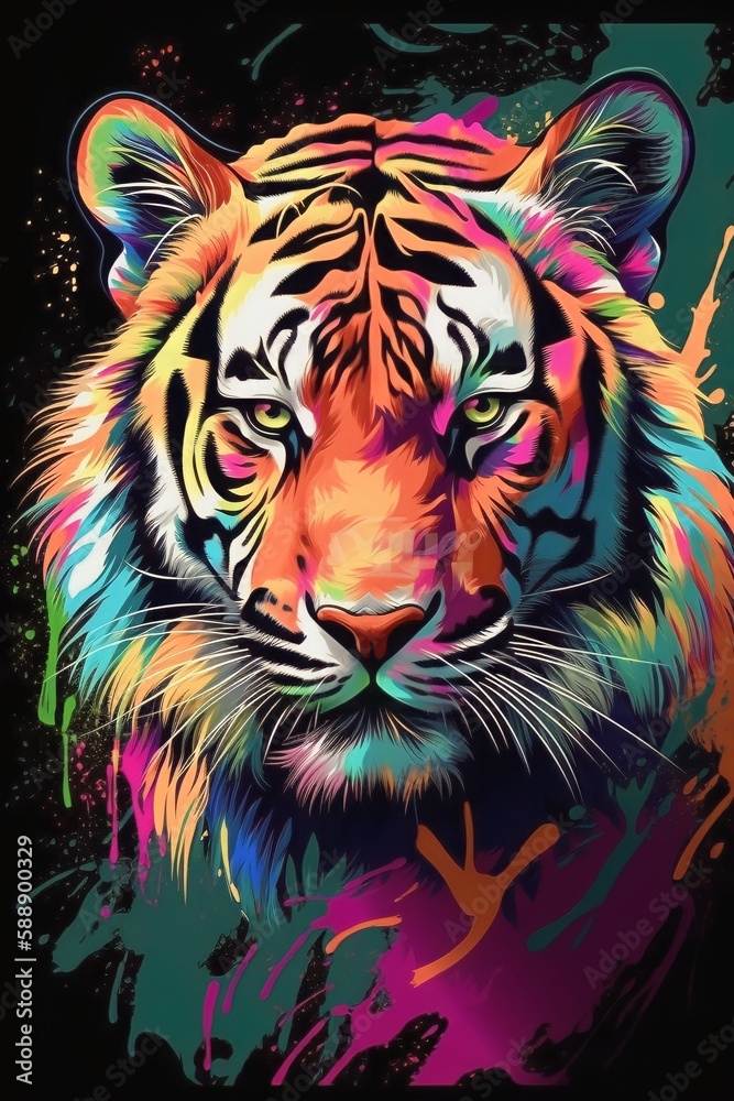 Colourful Painting of a Tiger 
