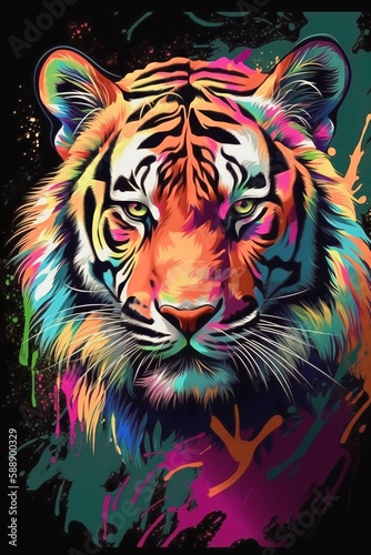 Colourful Painting of a Tiger 