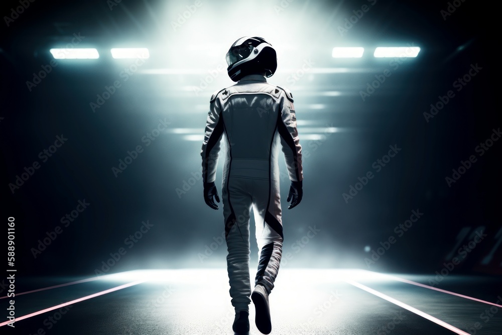 Fototapeta premium Sport racer with helmet. Generate Ai