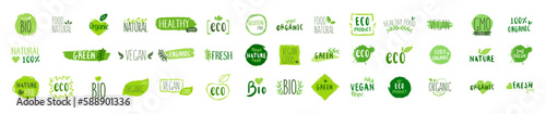Organic food, eco, vegan and natural product icons and elements set for food market, ecommerce, organic products packaging, healthy life promotion, restaurant Hand drawn vector design elements vector