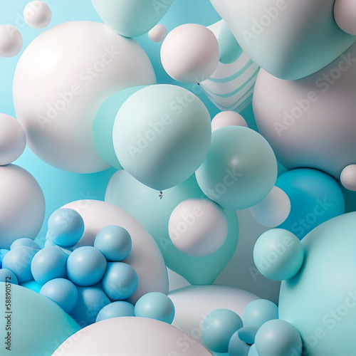 Whimsical Flight  Exploring an Abstract Balloon Background in Baby Blue