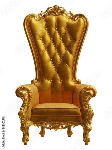 Photos Golden throne chair isolated on transparent background