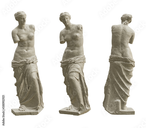Photos Classical Venus de Milo statue from different angles isolated on transparent background