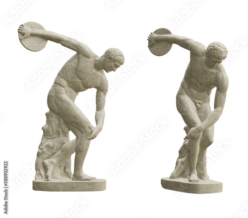Foto Classical statue of Myron’s Discobolus isolated on transparent background