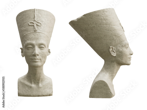 Tableau sur toile Nefertiti Bust isolated on transparent background. 3D rendering