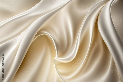 AI generated beautiful elegant white soft silk satin fabric background with waves and folds photo