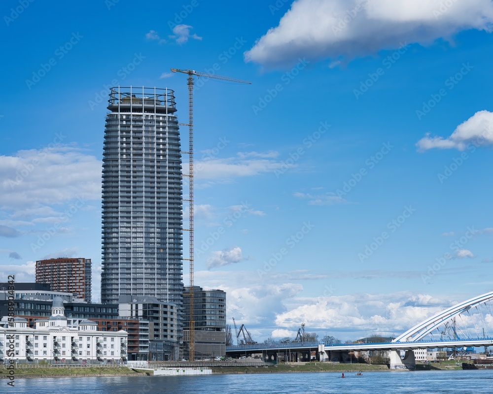 The tallest skyscraper in Slovakia in Bratislava near the Danube river just before completion The tallest skyscraper in Slovakia in Bratislava near the Danube river just before completion