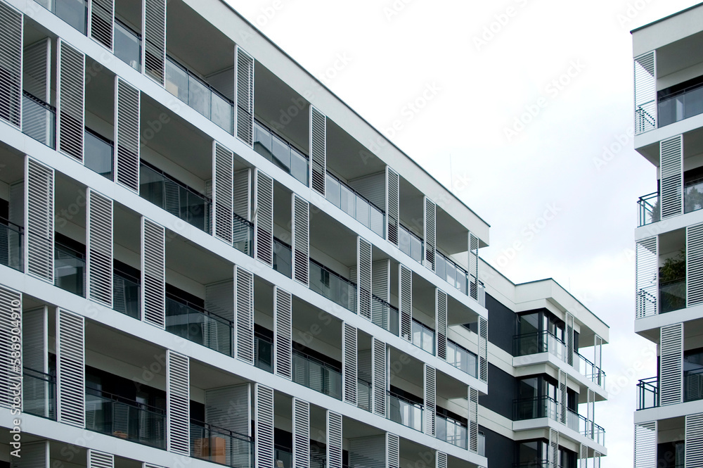 Modern facade of a residential building.