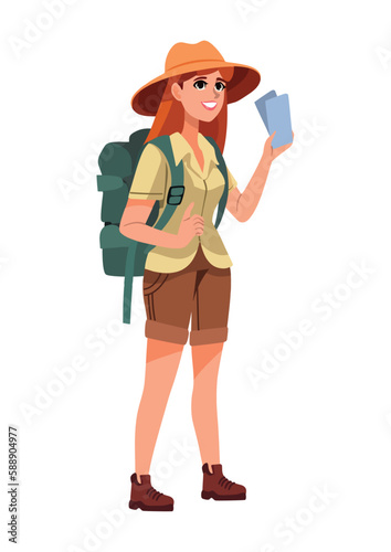 traveler woman with travelbag