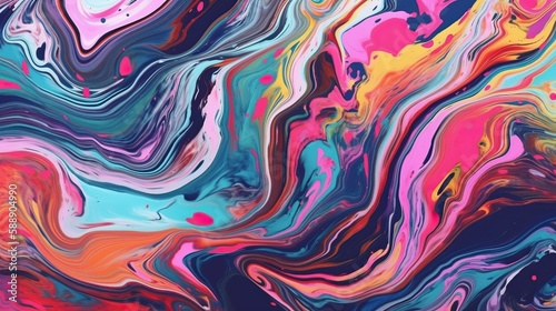 Abstract Colorful Swirling Paint Texture Background Generative AI