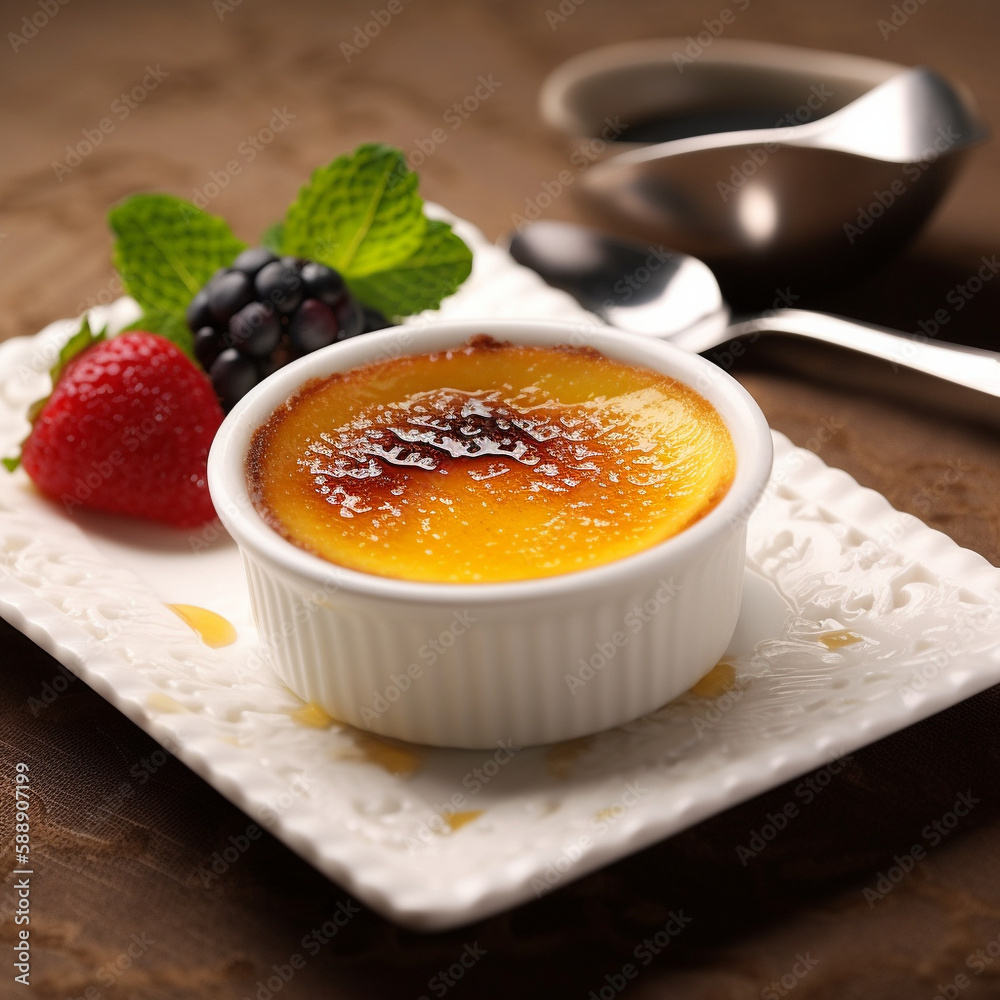 Delicious creme brulee generative AI Delicious creme brulee generative AI