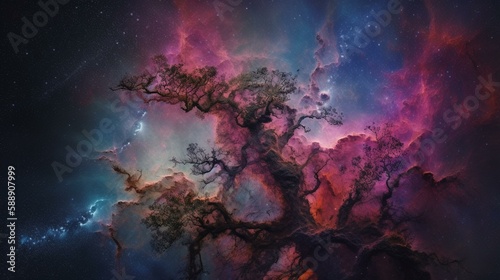 A nebula with vibrant pink and purple hues Generative AI © Наталья Евтехова