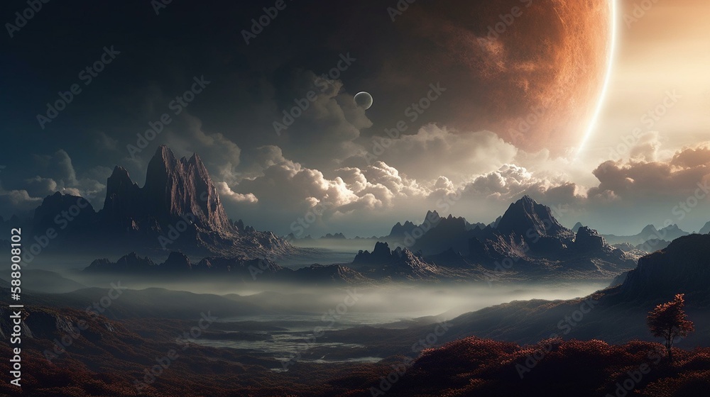 A planet with an unusual atmosphere and clouds Generative AI