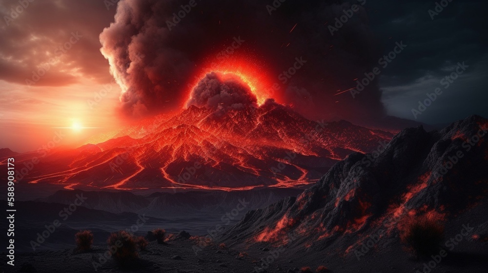A planet with a massive volcanic eruption Generative AI