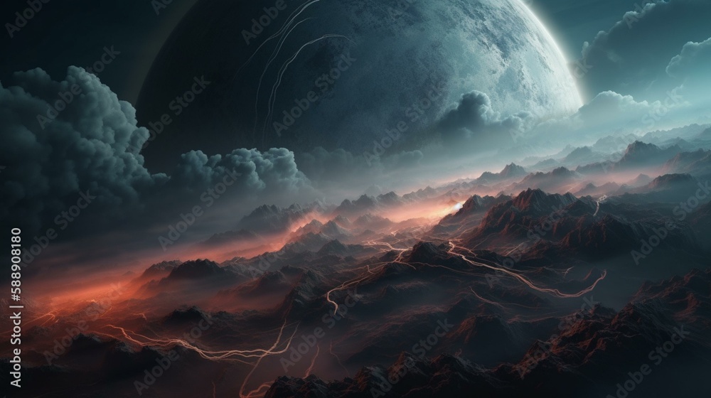A planet with a dense atmosphere and swirling clouds Generative AI