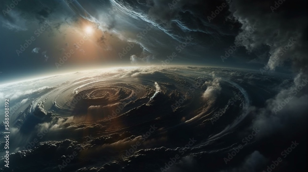 Fototapeta premium A planet with a dense atmosphere and swirling clouds Generative AI