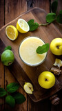 A Lemon Smoothie in a Rustic Setting