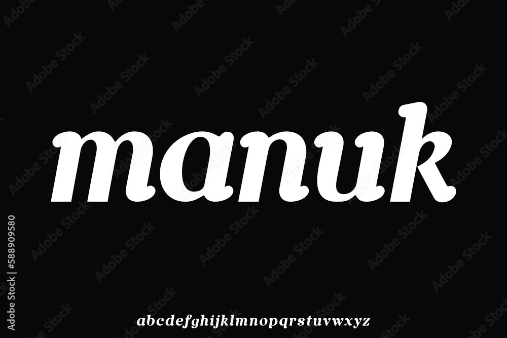 Obraz premium Thick rounded italic serif display font vector illustration