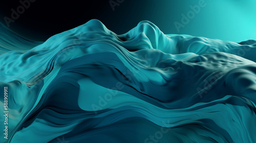 Blue abstract liquid wave background, flowing liquid. Generative ai