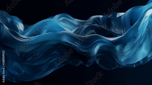 Blue abstract liquid wave background, flowing liquid. Generative ai