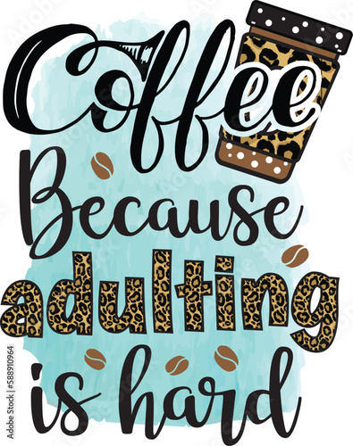 Modern calligraphy, hand drawn lettering illustration, watercolor coffee design, coffee vector illustration. Typography coffee quote design for poster, flyer, banner, menu cafe, restaurant, t-shirt (ID: 588910964)