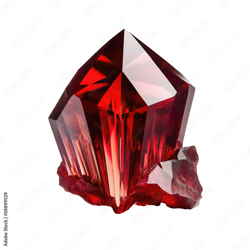 red crystal png, gem stone transparent background, gemstone isolated,  generative ai Stock Illustration