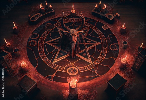 Canvas Print illustration of a satanic ritual. Generative AI