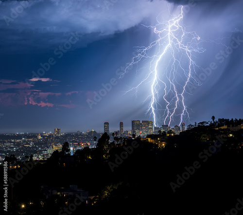 Thunder Bolt  Lightning Strike in Los Angeles  California
