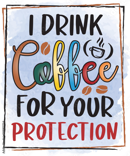 Modern calligraphy, hand drawn lettering illustration, watercolor coffee design, coffee vector illustration. Typography coffee quote design for poster, flyer, banner, menu cafe, restaurant, t-shirt (ID: 588912734)