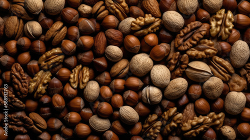 background of nuts created with Generative AI technology