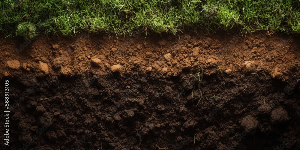 Fertilized soil textured background. Generative AI - obrazy, fototapety, plakaty 