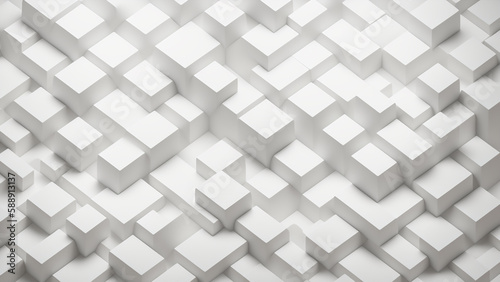 ポリゴン 白 3D 俯瞰 斜め 四角 幾何学 パターン 背景 © sunafe