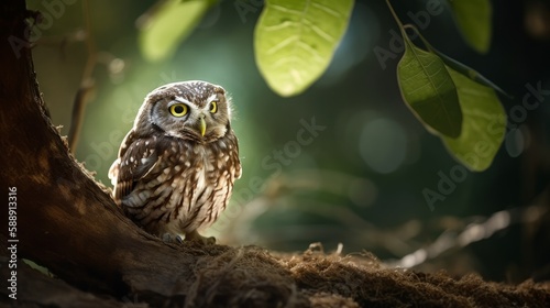 Owl taking shelter