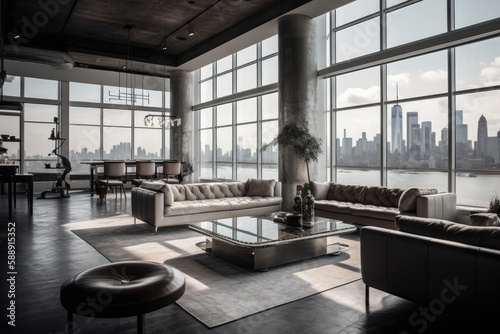 Opulent New York Penthouse: Luxury Living at Its Finest. Generative AI