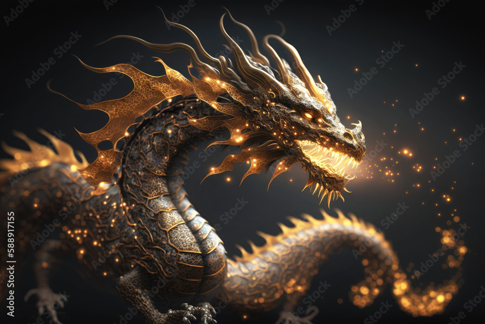 golden Asian dragon
