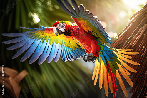 flying macaw parrot