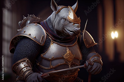 rhinoceros in a knight armor