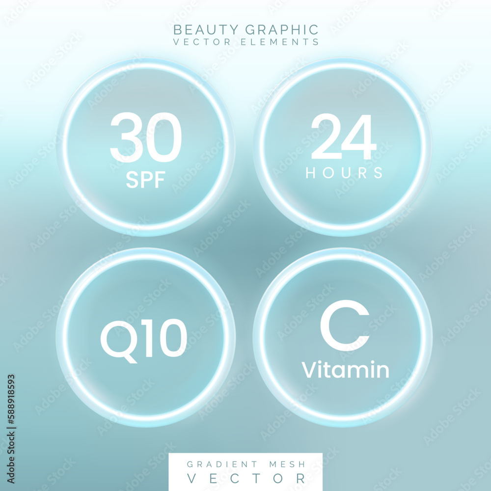 Vector 3D Illustration Beauty, Health Care or Cosmetics Cell or Molecule Ingredients Icon for Beauty, Cosmetics and Skin Care Graphics.