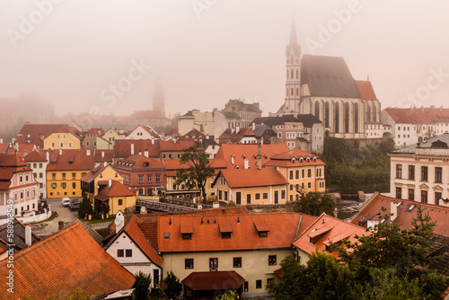 Wallpaper Mural Morning foggy view of Cesky Krumlov, Czech Republic Torontodigital.ca