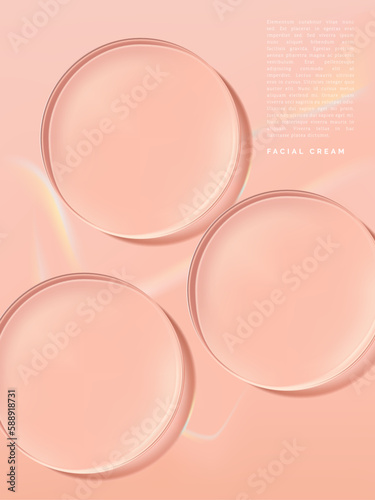 Vector Petri Dish or Glass Plate under sunlight 3D Illustration for Beauty and Healthcare Poster, Product Packaging, or Advertisement Background.