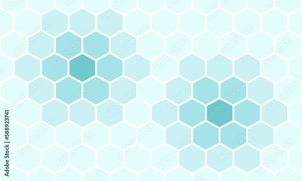 Green pastel hexagon shapes honeycomb seamless pattern. Vector Abstract Background.