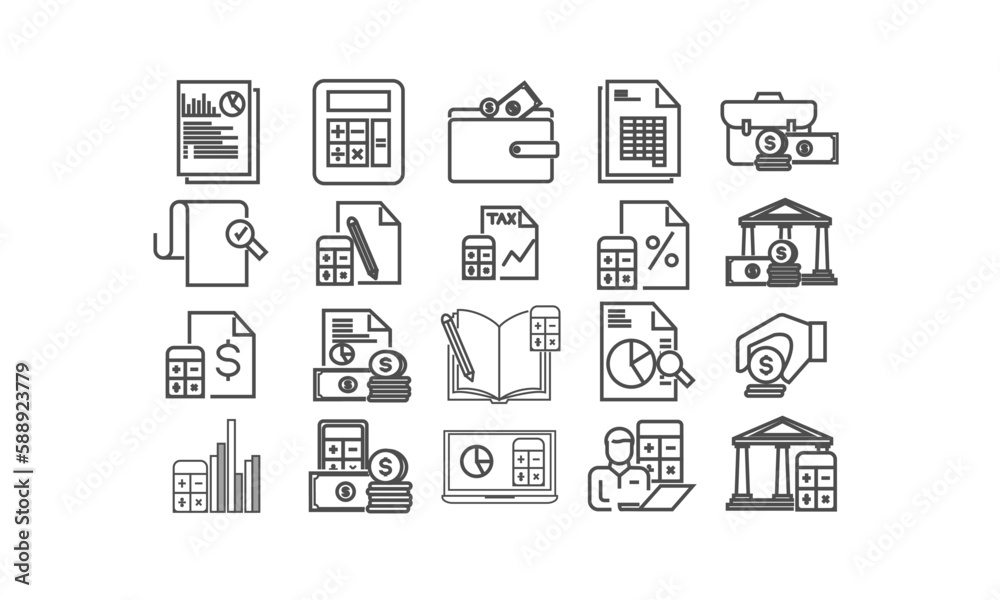 Vector business and finance editable stroke line icon set. finance and money outline line black icons set. Vector business and finance editable stroke line icon set. finance and money outline line black icons set.