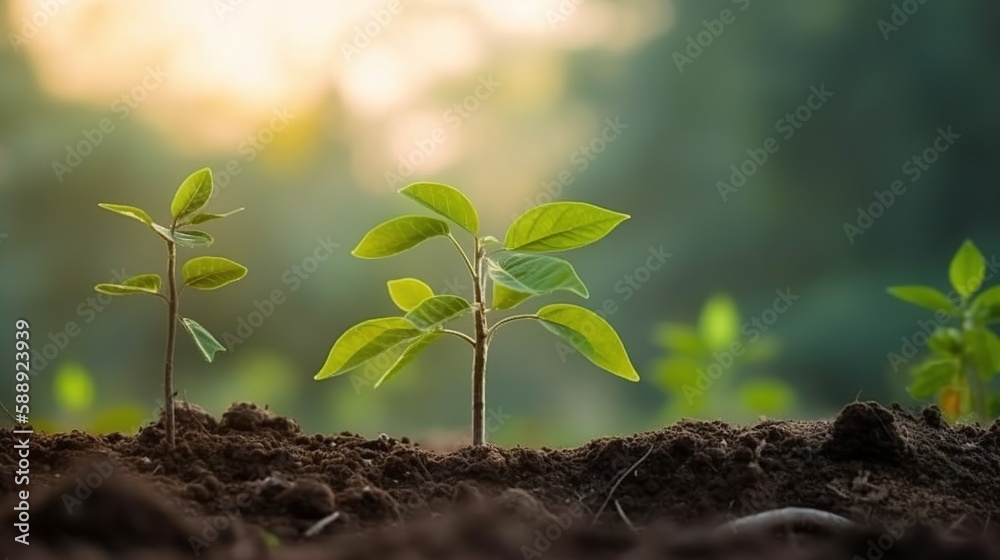 Fototapeta premium young plant growing from soil