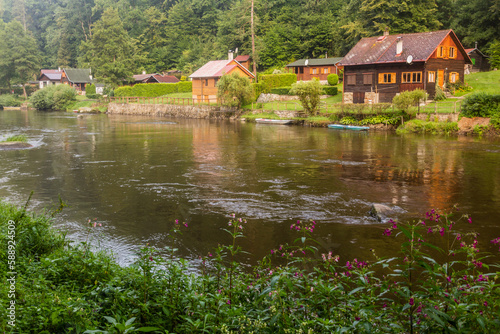 Rural holiday cabins along Luznice river, Czech Republic
