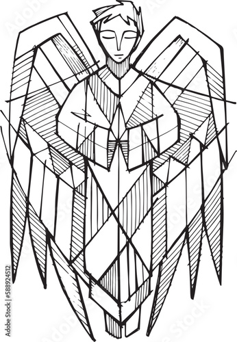 Hand drawn illustration of an Angel.