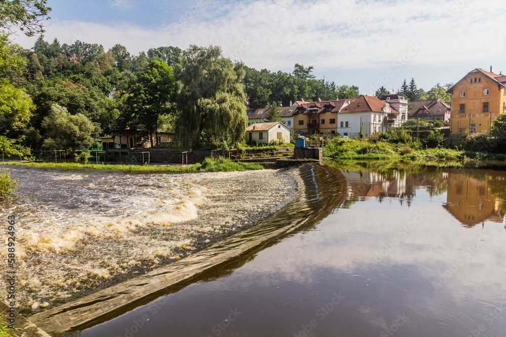 Pokorny weir at Luznice river in Tabor city, Czech Republic